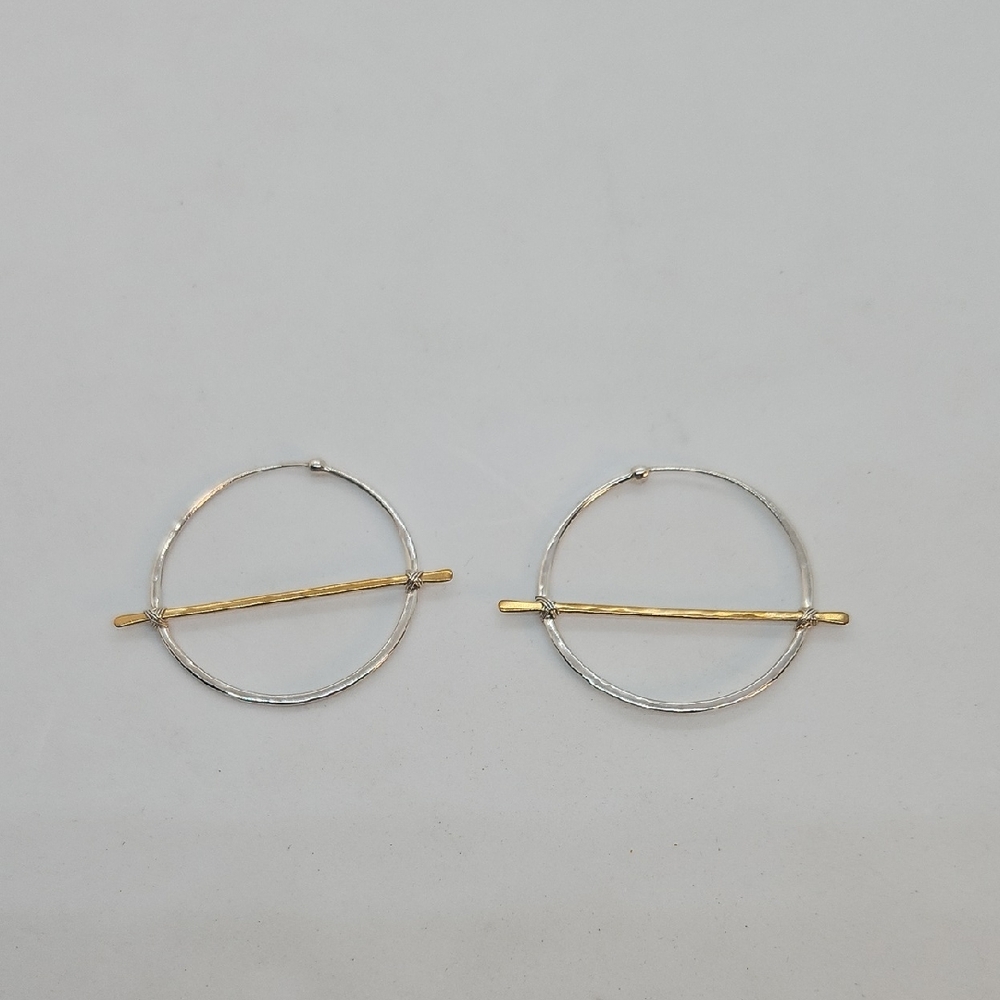 The Good Collective Sterling/Brass Bar Hoop Earrings